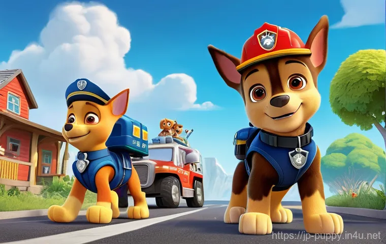 퍼피구조대 유튜브 채널 리뷰 - A cozy living room bathed in warm, soft light. A happy child, approximately 6 years old, wearing a c...