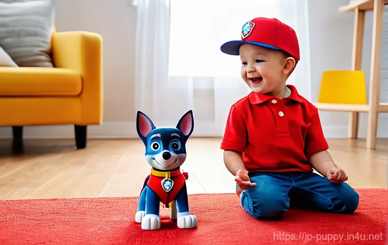 퍼피구조대 학부모 리뷰 - **Prompt:** A vibrant, cheerful scene set in Adventure Bay. Ryder, a young boy aged 10, stands proud...