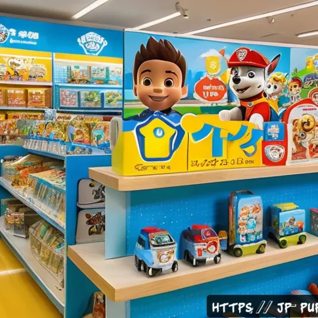 퍼피구조대 완구 할인 정보 - A bright and cheerful Japanese toy store interior during a weekend limited-time sale event featuring...